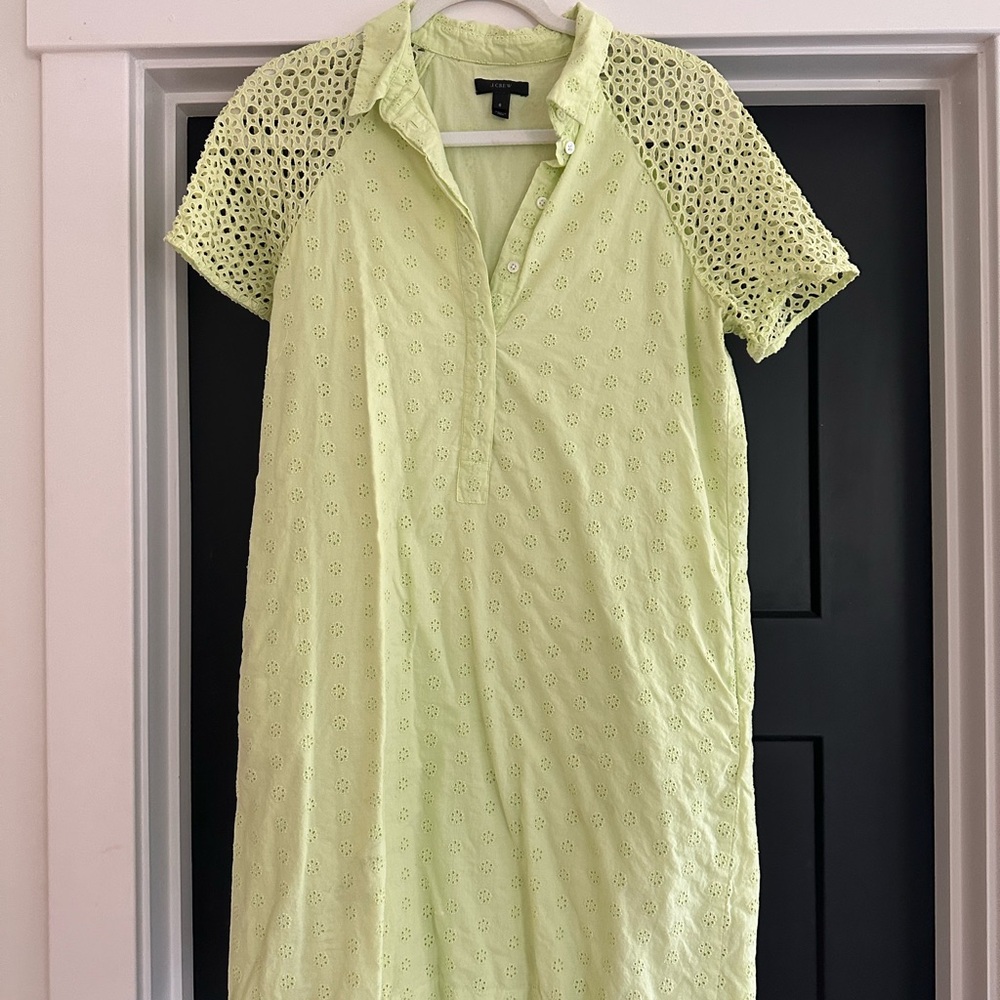 J. Crew Light Green Eyelet Dress